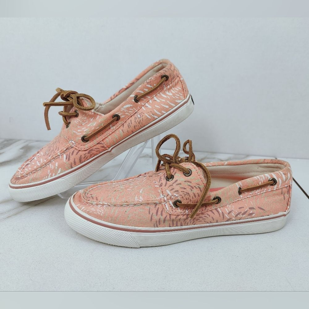 Sperry Women's Top-Sider Seacoast Fish Circle Sneakers Boat Shoes, Salmon, Sz 9